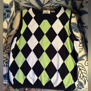 EP Pro worn once golf vest navy, white and green argyle. Medium.